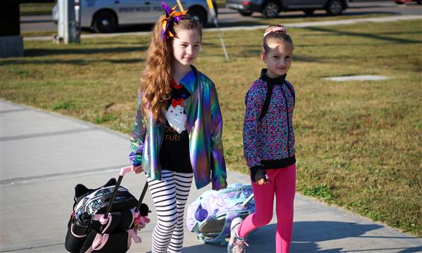 Students walk to school